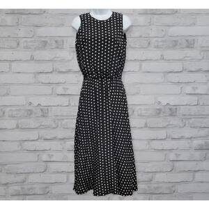 Cardiere et Cie Polka Dot Silk Sleeveless Midi Dress